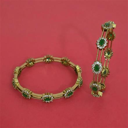 Cz Classic Bangles With Mehndi Plating