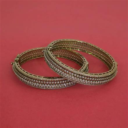 Cz Openable Bangles With Mehndi Plating