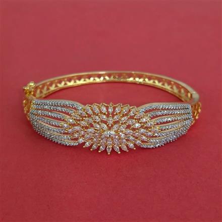 Cz Openable Kada With Mehndi 2 Tone Rhodium Plating
