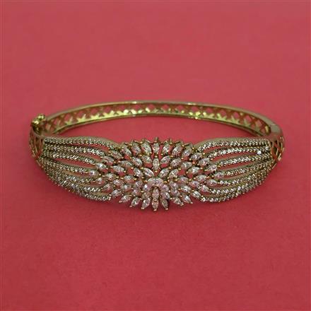 Cz Openable Kada With Mehndi 2 Tone Rhodium Plating