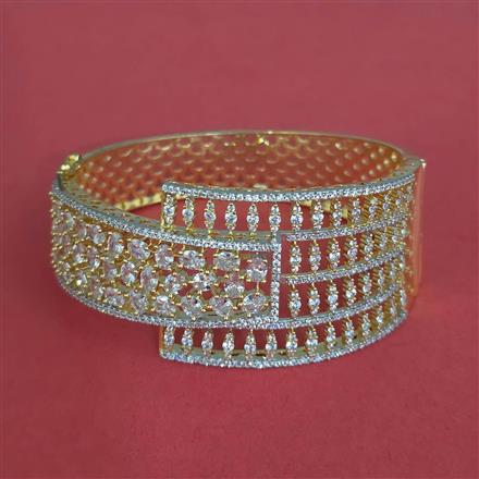 Cz Openable Kada With Mehndi 2 Tone Rhodium Plating