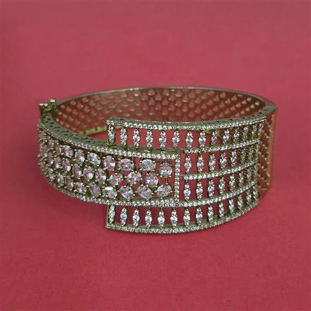 Cz Openable Kada With Mehndi 2 Tone Rhodium Plating
