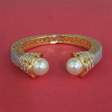 Cz Openable Kada With Mehndi 2 Tone Rhodium Plating