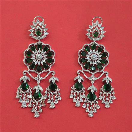 Cz Classic Earring With Rhodium Plating