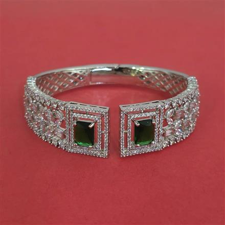 Cz Openable Kada With Rhodium Plating