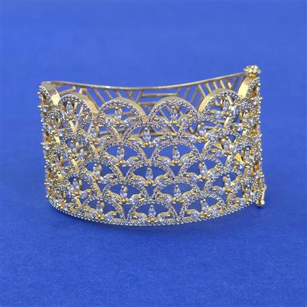 Cubic Zirconia Openable Kada With 2 Tone Plating