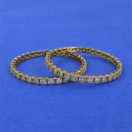 Cubic Zirconia Classic Bangles With Mehndi Plating