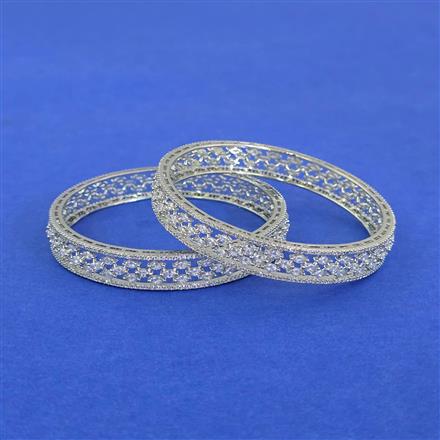 Cubic Zirconia Classic Bangles With Rhodium Plating