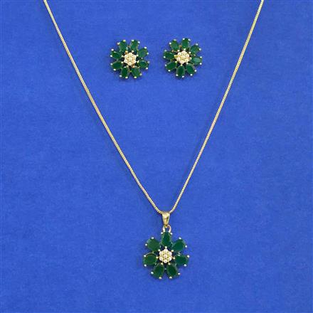 Cubic Zirconia Classic Pendant Set With Gold Plating