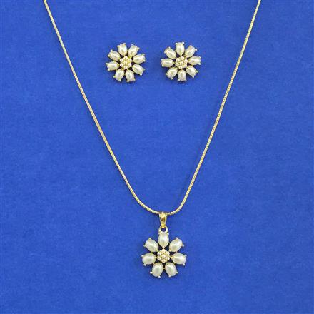 Cubic Zirconia Classic Pendant Set With Gold Plating