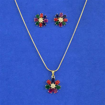 Cubic Zirconia Classic Pendant Set With Gold Plating