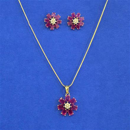 Cubic Zirconia Classic Pendant Set With Gold Plating