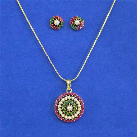 Cubic Zirconia Classic Pendant Set With Gold Plating