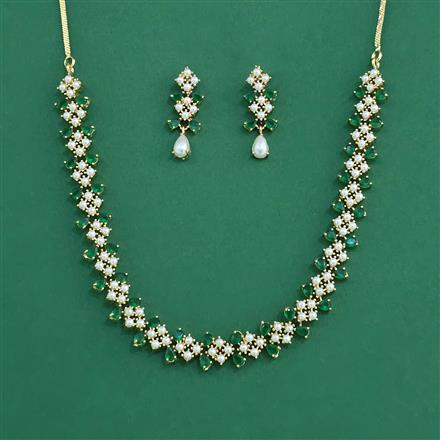Cubic Zirconia Pearl Necklace With Gold Plating