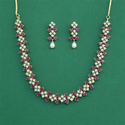 Cubic Zirconia Pearl Necklace With Gold Plating