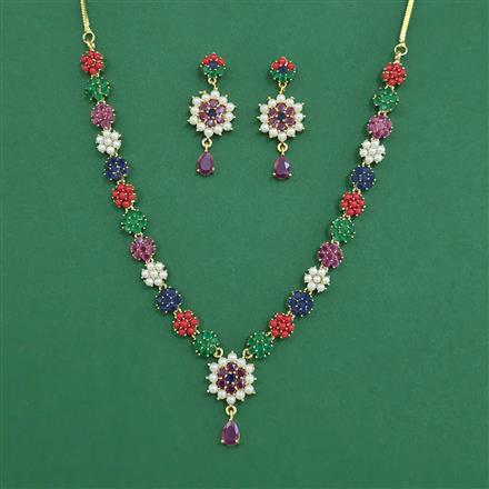 Cubic Zirconia Pearl Necklace With Gold Plating