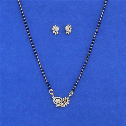 Cubic Zirconia Classic Mangalsutra With 2 Tone Rhodium Plating