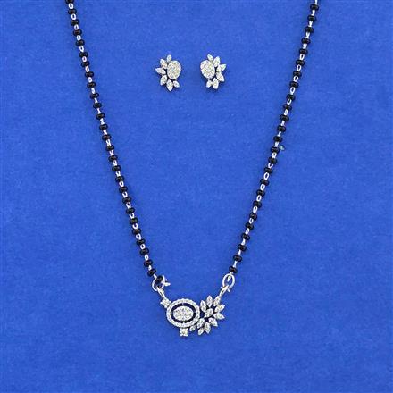 Cubic Zirconia Classic Mangalsutra With 2 Tone Rhodium Plating