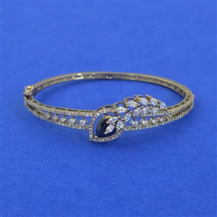 Cubic Zirconia Openable Kada With Mehndi Plating