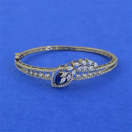 Cubic Zirconia Openable Kada With Mehndi Plating