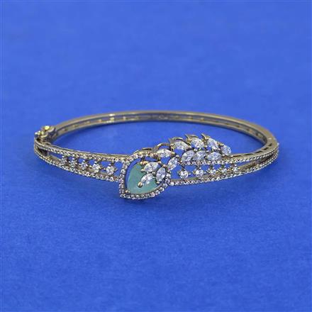 Cubic Zirconia Openable Kada With Mehndi Plating