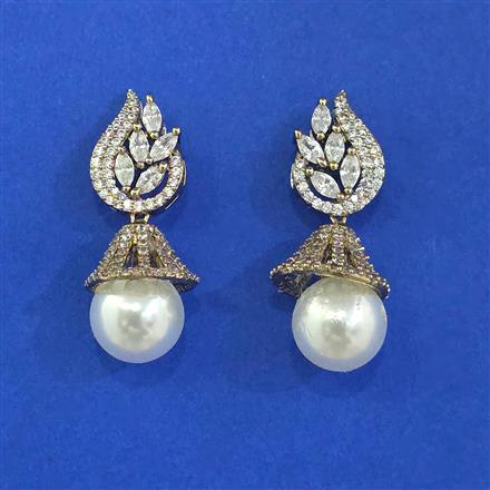 Cubic Zirconia Jhumki With Mehndi 2 Tone Rhodium Plating