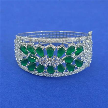 Cubic Zirconia Openable Kada With Rhodium Plating