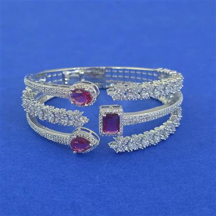 Cubic Zirconia Openable Kada With Rhodium Plating