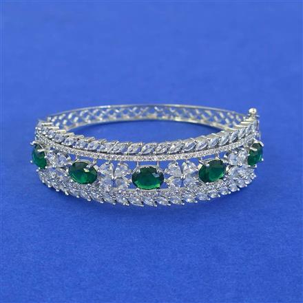 Cubic Zirconia Openable Kada With Rhodium Plating