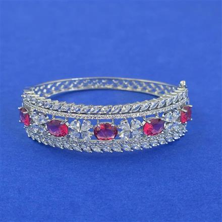 Cubic Zirconia Openable Kada With Rhodium Plating