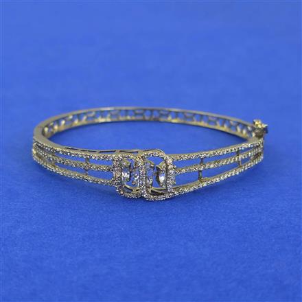 Cubic Zirconia Openable Kada With Mehndi Plating