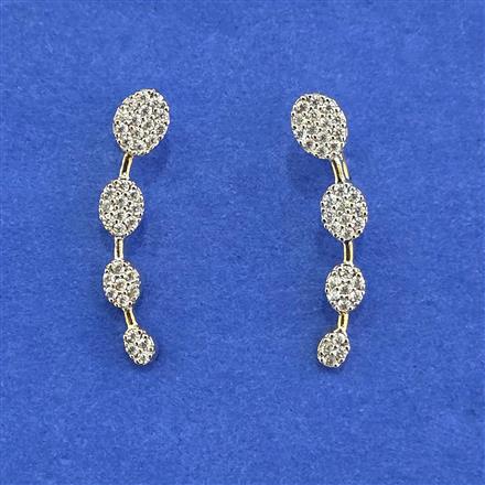 Cubic Zirconia Classic Earring With 2 Tone Rhodium Plating
