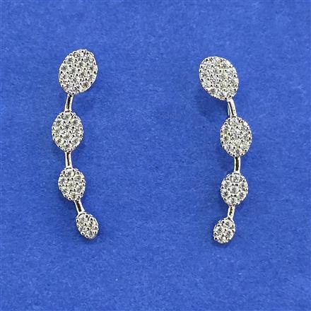 Cubic Zirconia Classic Earring With 2 Tone Rhodium Plating