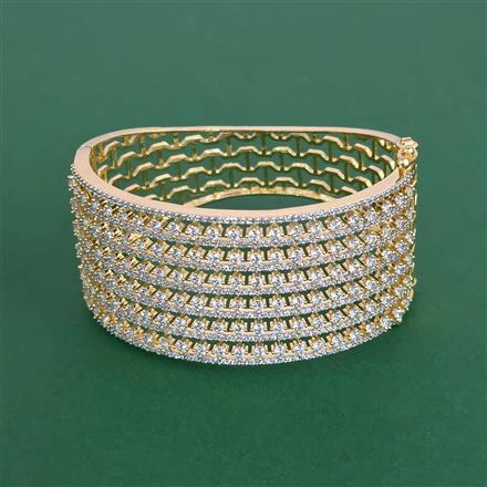 Cubic Zirconia Openable Kada With 2 Tone Plating Rhodium Plating