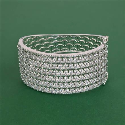 Cubic Zirconia Openable Kada With 2 Tone Plating Rhodium Plating