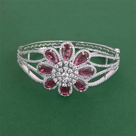 Cubic Zirconia Openable Kada With Rhodium Plating