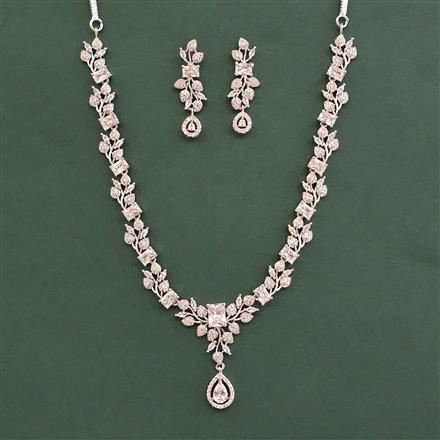 Cubic Zirconia Classic Necklace With Rhodium Plating