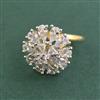 Cubic Zirconia Adjustable Ring With 2 Tone Plating Rhodium Plating