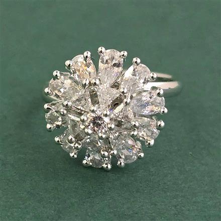 Cubic Zirconia Adjustable Ring With 2 Tone Plating Rhodium Plating