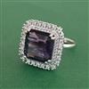 Cubic Zirconia Adjustable Ring With Rhodium Plating