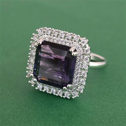 Cubic Zirconia Adjustable Ring With Rhodium Plating