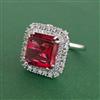 Cubic Zirconia Adjustable Ring With Rhodium Plating