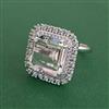 Cubic Zirconia Adjustable Ring With Rhodium Plating
