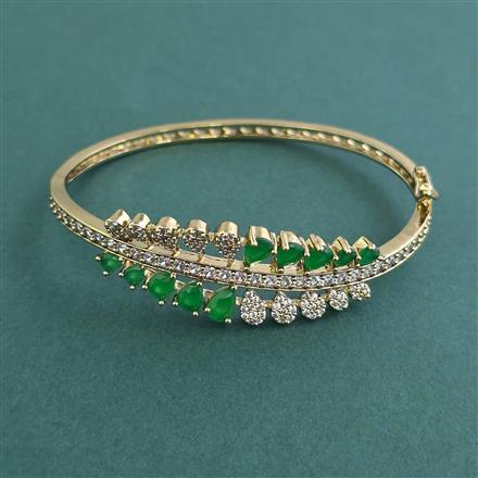 Cubic Zirconia Openable Kada With Mehndi Plating