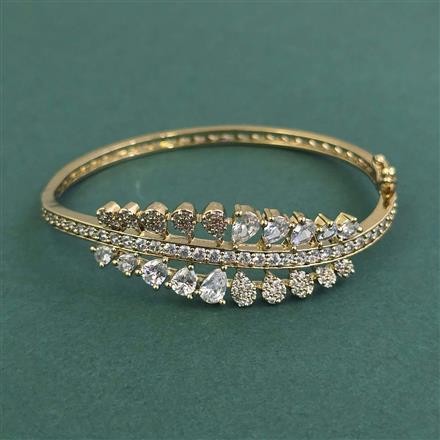 Cubic Zirconia Openable Kada With Mehndi Plating