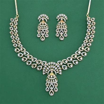 Cubic Zirconia Classic Necklace With Mehndi Plating Rhodium Plating 2tone Plating