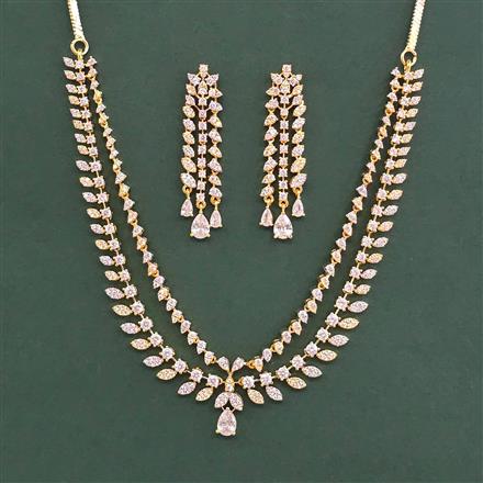 Cubic Zirconia Classic Necklace With 2 Tone Plating Rhodium Plating