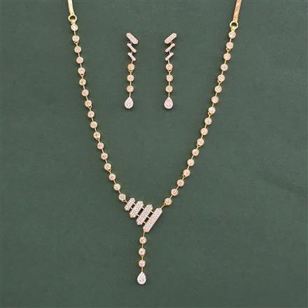 Cubic Zirconia Classic Necklace With 2 Tone Plating Rhodium Plating