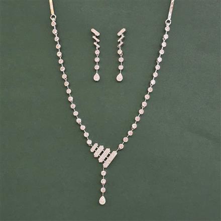 Cubic Zirconia Classic Necklace With 2 Tone Plating Rhodium Plating