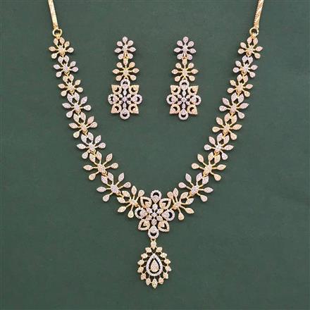 Cubic Zirconia Classic Necklace With 2 Tone Plating Rhodium Plating
